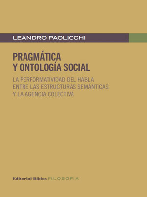 cover image of Pragmática y ontología social